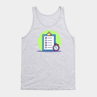 Clipboard, Paper And Timer Cartoon Vector Icon Illustration (2) Tank Top